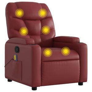 vidaXL Sill&oacute;n de masaje reclinable cuero sint&eacute;tico rojo tinto