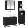vidaXL Juego de muebles de ba&ntilde;o 3 pcs Roble Negro Madera de ingenier&iacute;a