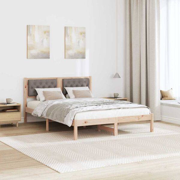 vidaXL Estructura de cama Taup&eacute; 140 x 200 cm Madera de pino macizo