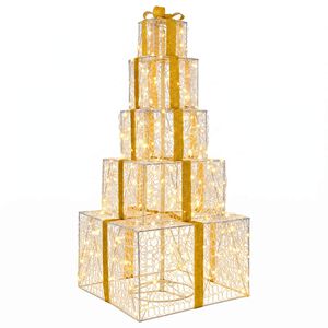 vidaXL Cajas de regalo de Navidad apilables con LED 250 LED