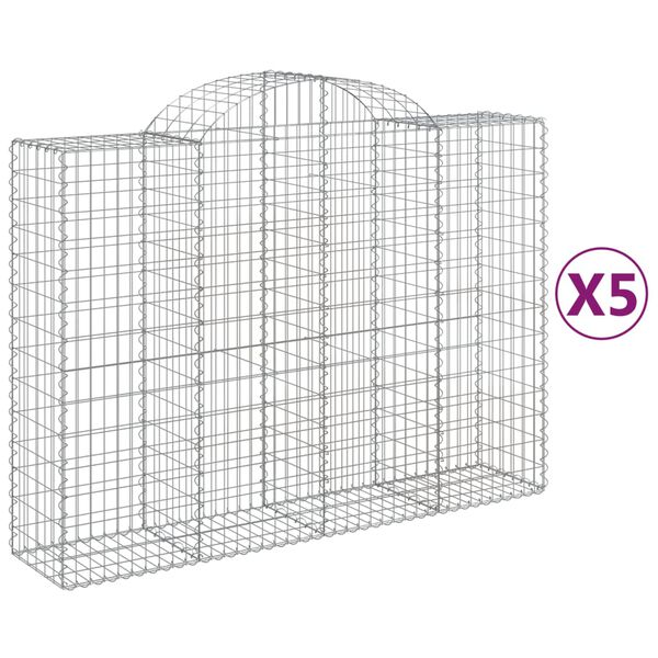 vidaXL Cestas gaviones 5 uds forma de arco hierro 200x50x140/160 cm