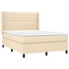 vidaXL Cama box spring colch&oacute;n y luces LED tela crema 140x190 cm