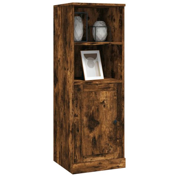 vidaXL Aparador alto madera contrachapada roble humo 36x35,5x103,5 cm