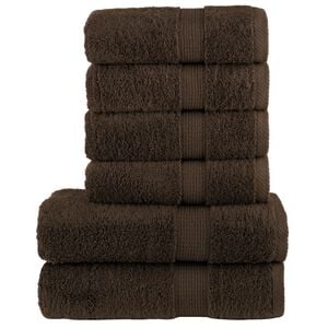 vidaXL Juego de toallas premium SOLUND 6 unidades marr&oacute;n 600 gsm