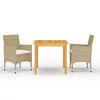 vidaXL Juego de comedor de jard&iacute;n de 3 piezas beige