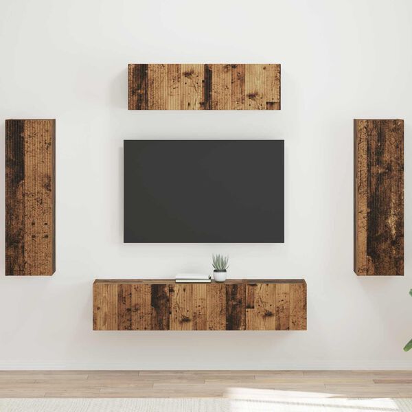 vidaXL Mueble de TV 5 pcs Madera vieja