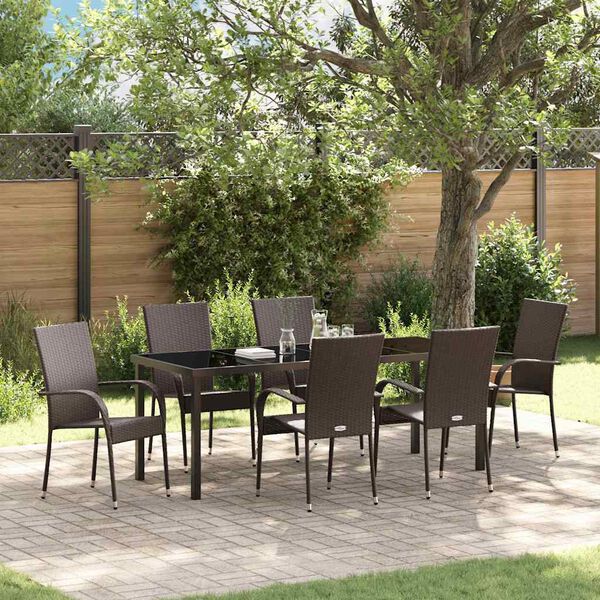 vidaXL Conjunto de Comedor de Jard&iacute;n 7 pcs Marr&oacute;n