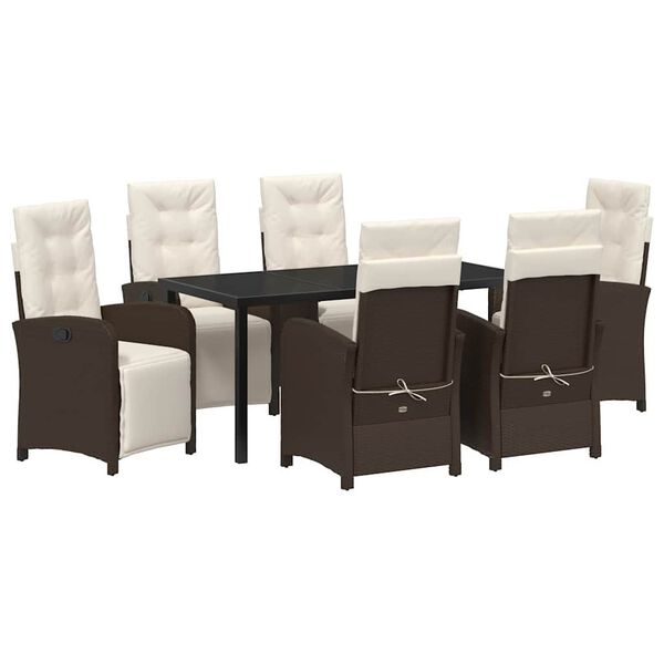vidaXL Conjunto de Comedor de Jard&iacute;n 7 pcs Marr&oacute;n rat&aacute;n sint&eacute;tico