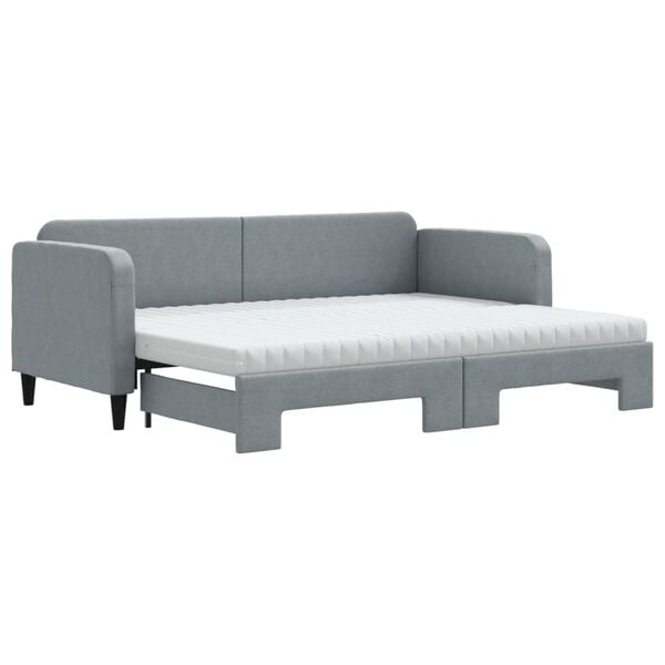 vidaXL Sofá cama nido con colchón tela gris claro 80x200 cm