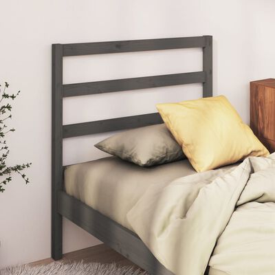 vidaXL Cabecero de cama madera maciza de pino gris 95x4x100 cm