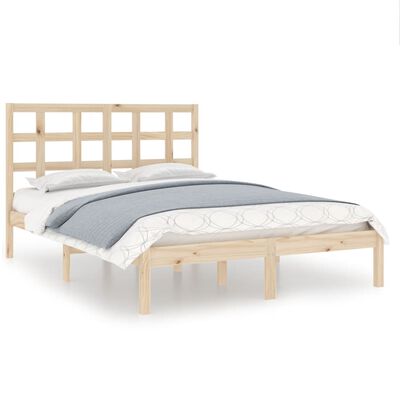 vidaXL Estructura de cama de matrimonio madera maciza 135x190 cm