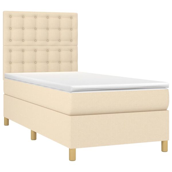 vidaXL Cama box spring con colch&oacute;n tela color crema 80x200 cm