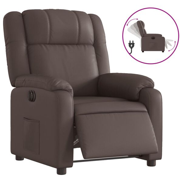 vidaXL Sill&oacute;n reclinable el&eacute;ctrico de cuero sint&eacute;tico marr&oacute;n