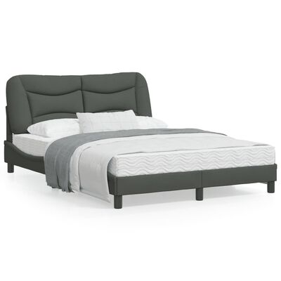 vidaXL Estructura de cama con luces LED tela gris oscuro 140x190 cm