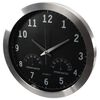 Perel Reloj de pared negro y plateado 35,5 cm