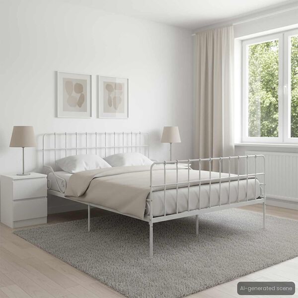 vidaXL Estructura cama con somier sin colch&oacute;n metal blanco 120x200 cm