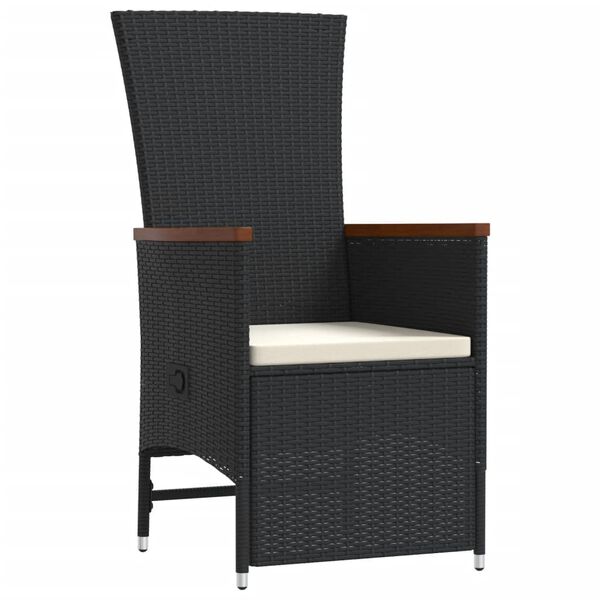 vidaXL Set de comedor de jard&iacute;n 9 pzas y cojines rat&aacute;n sint&eacute;tico negro