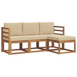 vidaXL Conjunto de sof&aacute;s de exterior con coj&iacute;n 4 pcs Natural y Beige