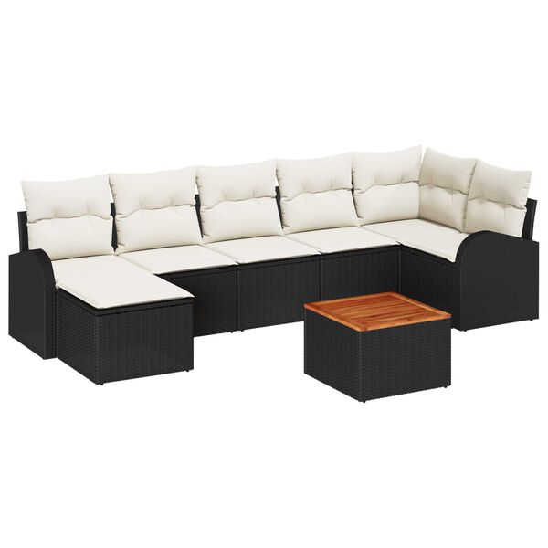 vidaXL Conjunto de sof&aacute; de jard&iacute;n 8 pcs Negro y blanco