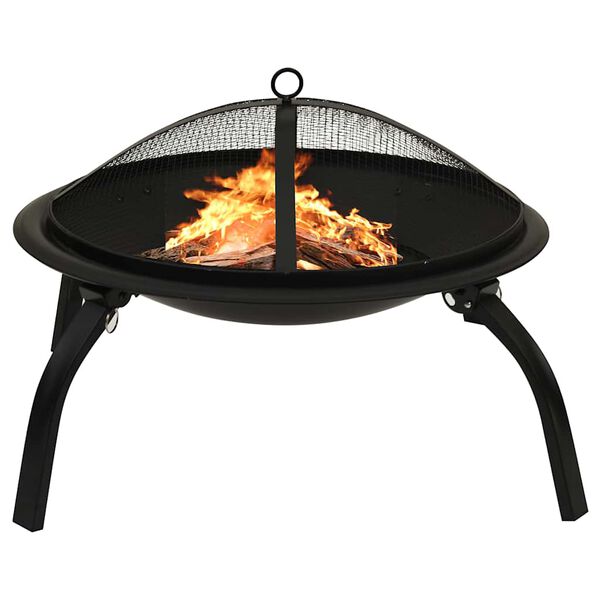 vidaXL Brasero y barbacoa 2 en 1 con atizador acero 56x56x49 cm