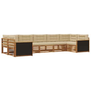 vidaXL Conjunto de sof&aacute;s de exterior con coj&iacute;n 7 pcs Natural y Beige
