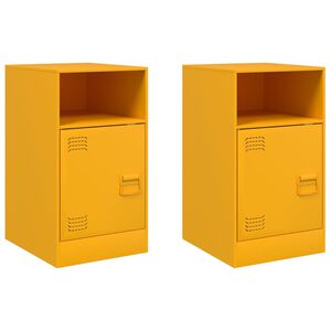 vidaXL Mesitas de noche 2 uds acero amarillo mostaza 34,5x39x62 cm