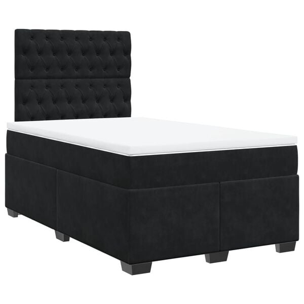 vidaXL Cama box spring con colchón terciopelo negro 120x190 cm