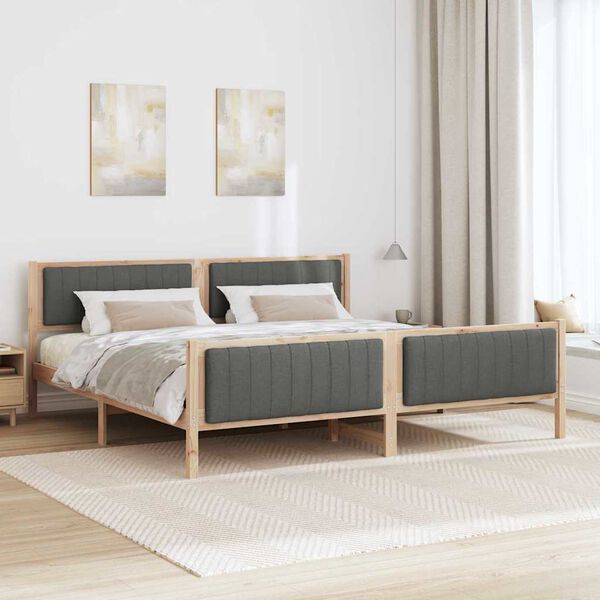 vidaXL Estructura de cama Negro y gris oscuro 200 x 200 cm