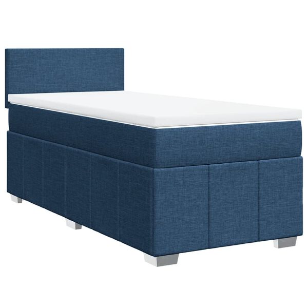 vidaXL Cama box spring con colch&oacute;n tela azul 100x200 cm