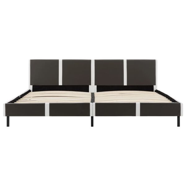 vidaXL Cama sin colch&oacute;n cuero sint&eacute;tico gris y blanco 180x200 cm