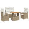 vidaXL Set de comedor jard&iacute;n con cojines 4 pzas rat&aacute;n sint&eacute;tico beige