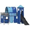 vidaXL Cama litera para ni&ntilde;os Liso Negro y azul 100 x 190 cm Metal