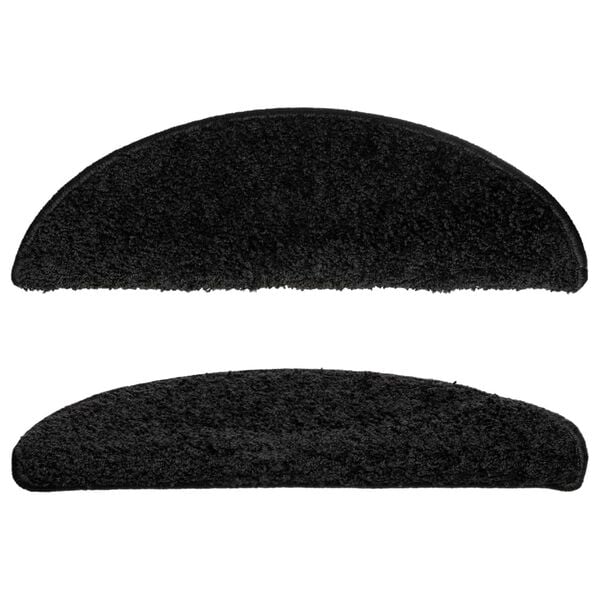 vidaXL Alfombrillas para escaleras 15 unidades 56x17x3 cm Negro Semicircular