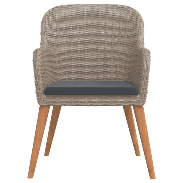 vidaXL Juego de comedor de jard&iacute;n 3 piezas con cojines marr&oacute;n