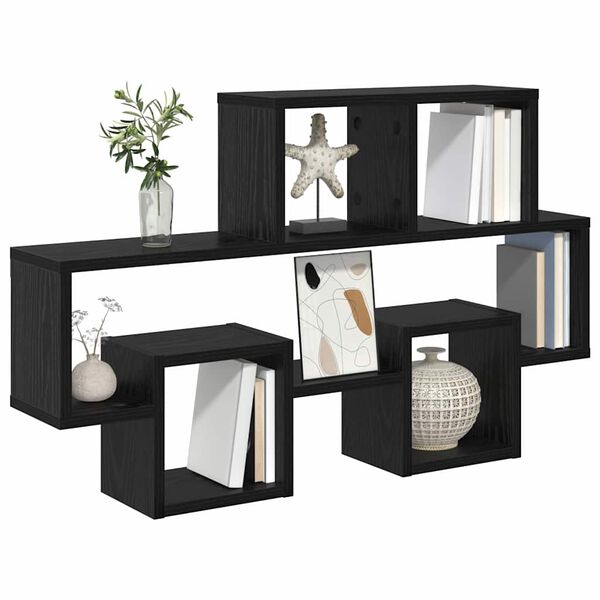 vidaXL Estante de pared con estante Roble negro 82 x 15 x 51 cm