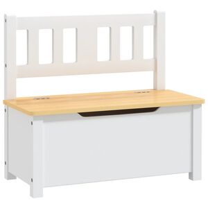 vidaXL Banco de almacenaje para ni&ntilde;os MDF blanco y beige 60x30x55 cm