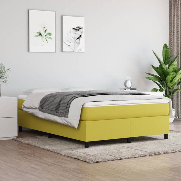vidaXL Cama box spring con colch&oacute;n tela verde 140x190 cm