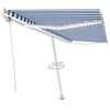 vidaXL Toldo autom&aacute;tico LED sensor de viento azul y blanco 500x300 cm