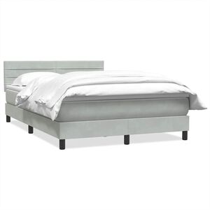 vidaXL Cama box spring con colch&oacute;n terciopelo gris claro 160x210 cm
