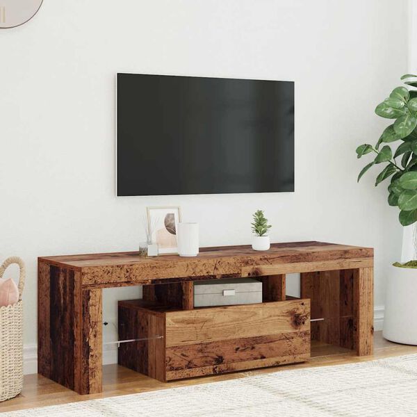 vidaXL Mueble TV luces LED madera ingenier&iacute;a envejecida 120x36,5x40 cm