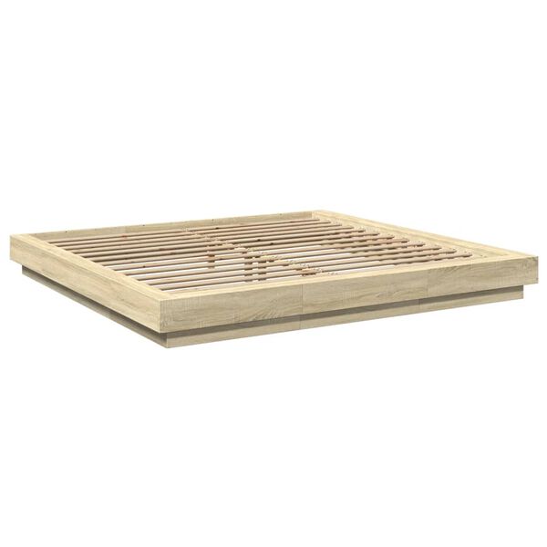 vidaXL Estructura de cama con luces LED madera roble Sonoma 200x200 cm