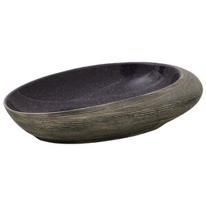 vidaXL Lavabo sobre encimera ovalado cer&aacute;mica morado gris 59x40x14 cm