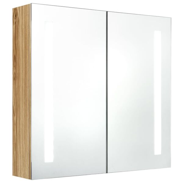vidaXL Armario de baño con espejo y LED color roble 62x14x60 cm