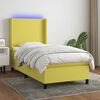 vidaXL Cama box spring colch&oacute;n y luces LED tela verde 90x200 cm