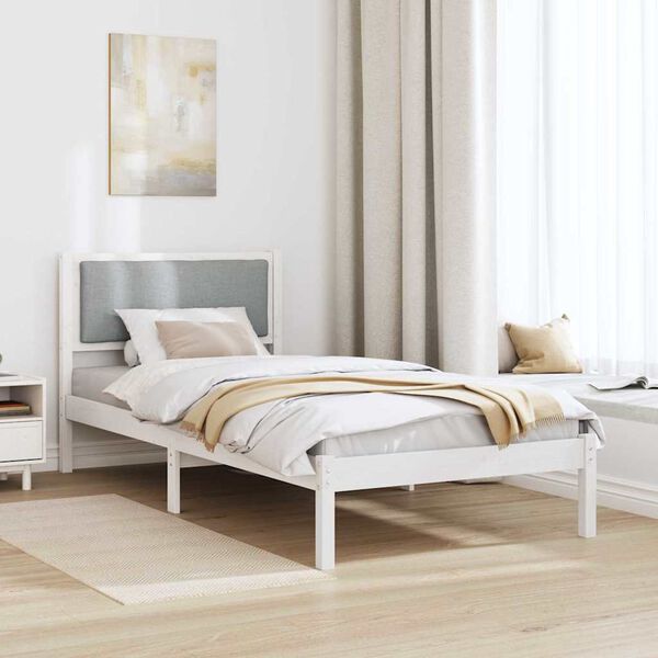 vidaXL Estructura de cama Gris Claro 90 x 190 cm Madera de pino macizo