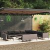 vidaXL Muebles de jard&iacute;n 14 pzas y cojines rat&aacute;n sint&eacute;tico gris oscuro