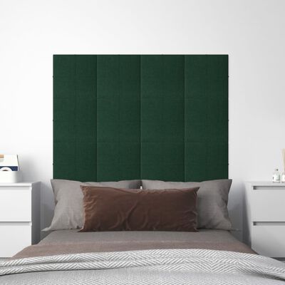 vidaXL Paneles de pared 12 uds tela verde oscuro 30x30 cm 1,08m²