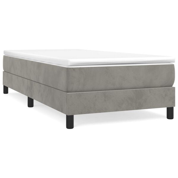 vidaXL Cama box spring con colch&oacute;n terciopelo gris claro 100x200 cm