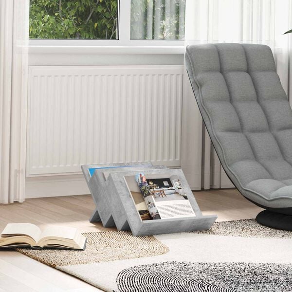 vidaXL Estante de revistas con estante Gris concreto 53 x 40 x 28.5 cm