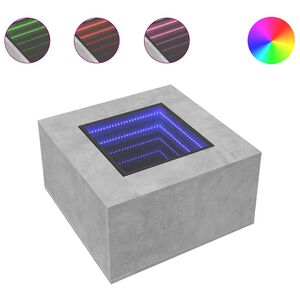 vidaXL Mesa de centro y LED madera ingenier&iacute;a gris hormig&oacute;n 60x60x40cm